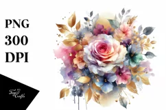 Colorful Bouquet with Rose Splash | Sublimation | Clipart Product Image 1