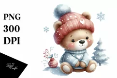 Cute Baby Bear Watercolor PNG Product Image 3
