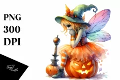 Fairy with Pumpkin in Style PNG Product Image 3