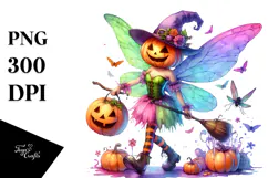 Fairy with Pumpkin in Style PNG Product Image 1