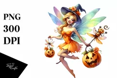 Fairy with Pumpkin in Style PNG Product Image 3