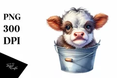 Watercolor Highland Cow Bucket Sticker | Sublimation | Product Image 3