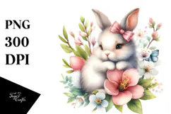 Baby Bunny on a Spring Flower, PNG Product Image 1