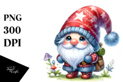 Colorful Gnome with Autumn Leaves PNG Product Image 1