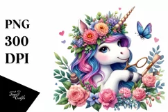 Cute Vibrant Unicorn Clipart, High-Resolution PNG Product Image 1