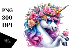Cute Vibrant Unicorn Clipart, High-Resolution PNG Product Image 1