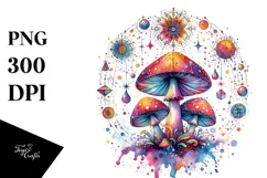 Vibrant Mushroom Tarot, Magical PNG Product Image 1