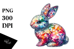 Colorful Bunny with Diamonds, Transparent PNG Product Image 1