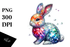 Colorful Bunny with Diamonds, Transparent PNG Product Image 1