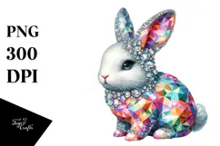 Colorful Bunny with Diamonds, Transparent PNG Product Image 1