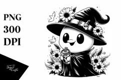 Chick Holding Soda, Black and White PNG Product Image 3