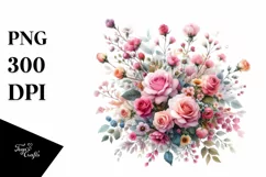 Colorful Pink Roses, Transparent PNG Product Image 3