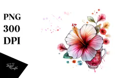 Hibiscus Watercolor Splash PNG Product Image 1