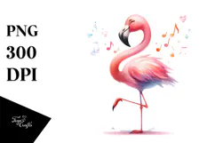 Funny Flamingo Dance | Watercolor Clipart Product Image 1