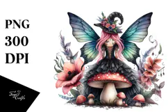 Gothic Fairy on Mushroom PNG Product Image 1