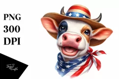 Cow Portrait Sun Hat USA Flag Colors Product Image 3