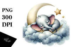 Whimsical Watercolor Baby Elephant PNG Product Image 1