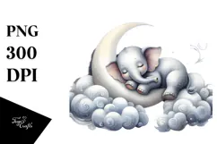 Whimsical Watercolor Baby Elephant PNG Product Image 1