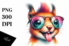 Whimsical Cute Squirrel Portrait | Sunglasses | Tongue Product Image 3