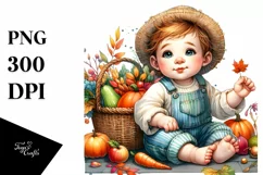 Baby with Basket of Vegetables | Sublimation | Clipart Product Image 1