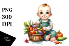 Baby with Basket of Vegetables | Sublimation | Clipart Product Image 3