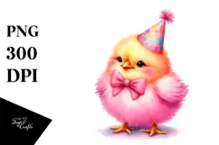 Colorful Chicken with Party Hat PNG Product Image 1