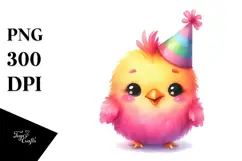Colorful Chicken with Party Hat PNG Product Image 1