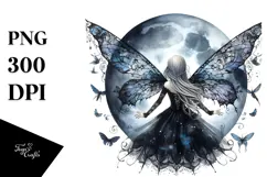 Gothic Fairy on Moon PNG Product Image 1