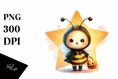 Cute Baby Bee on Star for Halloween PNG Product Image 1
