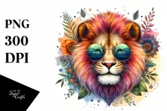 Vibrant Cute Lion Portrait | Sunglasses | Smiling Product Image 1