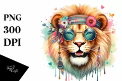 Vibrant Cute Lion Portrait | Sunglasses | Smiling Product Image 1