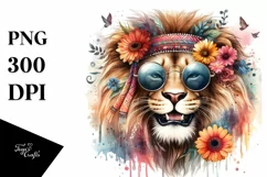 Vibrant Cute Lion Portrait | Sunglasses | Smiling Product Image 3