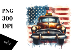 Vintage Rusted Taxi Stars USA Flag Clipart Product Image 1