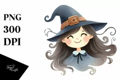 Simple Smiling Witch Clipart, High-Resolution PNG Product Image 1