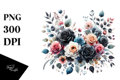 Colorful Floral Frame with Black Roses PNG Product Image 1