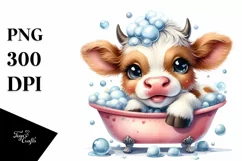 Watercolor Highland Cow Bath Tub Sticker | Sublimation | Product Image 1