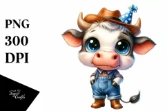 Watercolor Baby Cow Big Eyes Party Hat Boots Product Image 3