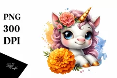 splash Cute Baby Unicorn Clipart Product Image 3