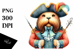 Colorful Whimsical Walrus | Wearing Musketeer Suit Product Image 1