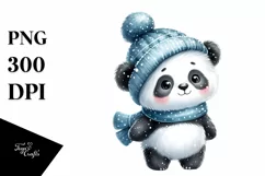 Simple Winter Baby Panda PNG Product Image 1