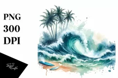 Watercolor Surf Waves Beach | Sublimation | Clipart Product Image 3