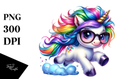 Vibrant Baby Unicorn Running with Cool Haircut PNG Product Image 1