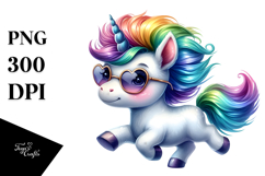 Vibrant Baby Unicorn Running with Cool Haircut PNG Product Image 1