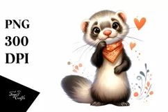 Funny Standing Ferret Bandana Clipart Product Image 1