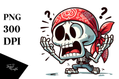 Dramatically Posed Cartoon Skull with Bandana Product Image 1