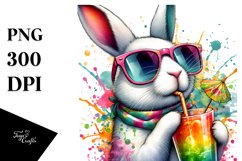 Rabbit Drinking with Straw | Sublimation | Clipart Product Image 3