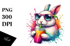 Rabbit Drinking with Straw | Sublimation | Clipart Product Image 1