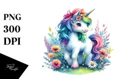 Colorful Baby Unicorn in Meadow Product Image 3
