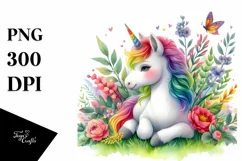 Colorful Baby Unicorn in Meadow Product Image 1