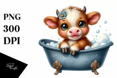Smiling Baby Highland Cow in Pot | Clipart Product Image 3